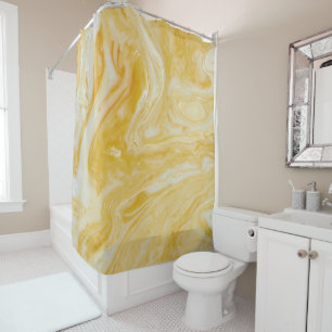 Gorgeous Yellow White Marble Shower Curtain