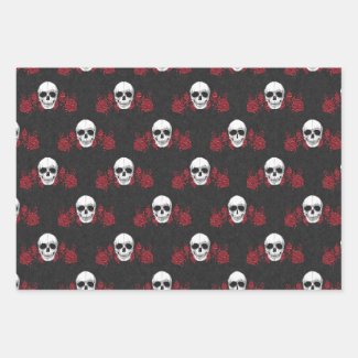 Gorgeously Gothic Red & Black Skull Wrapping Paper