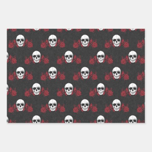 Gorgeously Gothic Red  Black Skull Wrapping Paper