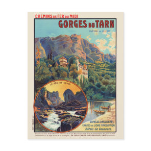 Gorges du Tarn France Vintage Poster 1912 Postcard