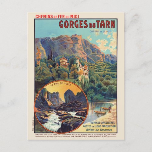 Gorges du Tarn France Vintage Poster 1912 Postcard