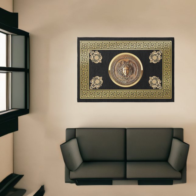 Gorgon Medusa Greek Key Aubusson Designer Area Rug (Insitu (Indoor 1))