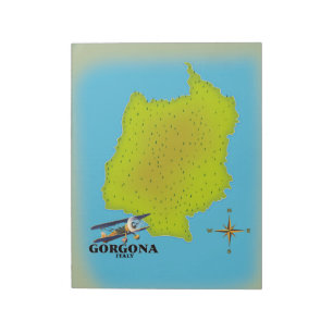 Gorgona Italy map travel poster. Notepad