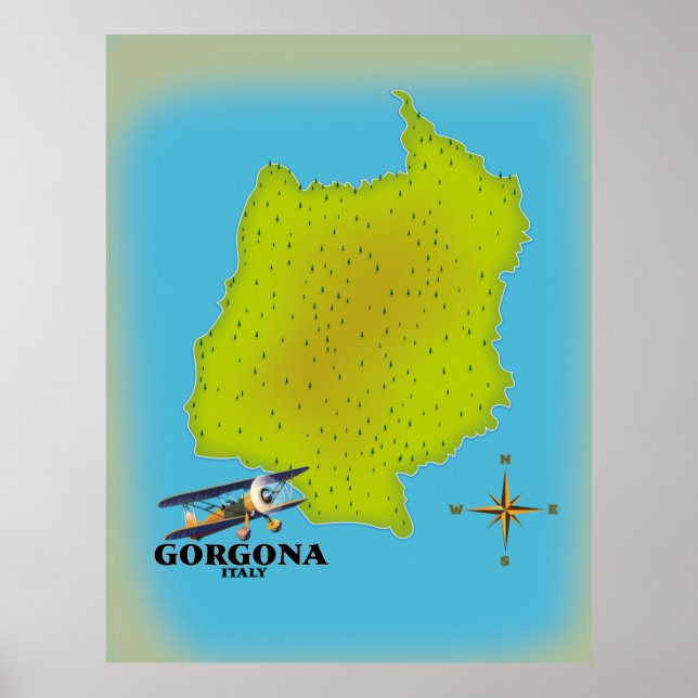 Gorgona Italy map travel poster. Poster (Front)