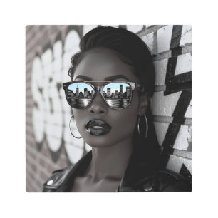 Gorgous Woman in City with Sunglasses Metal Print
