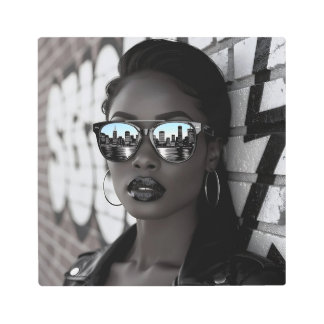 Gorgous Woman in City with Sunglasses Metal Print