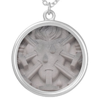 Gorhic Stone Heart Swords Sterling Silver Necklace