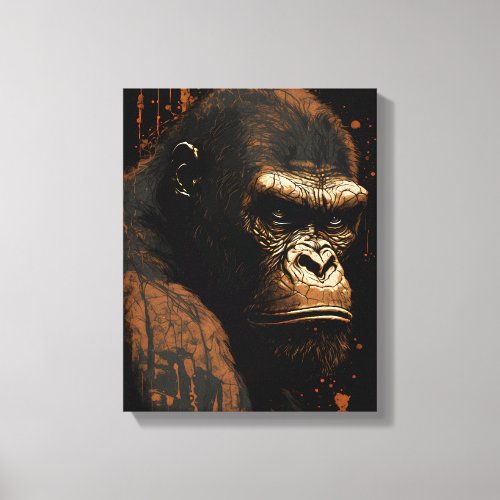 Gorilla abstract portrait canvas print