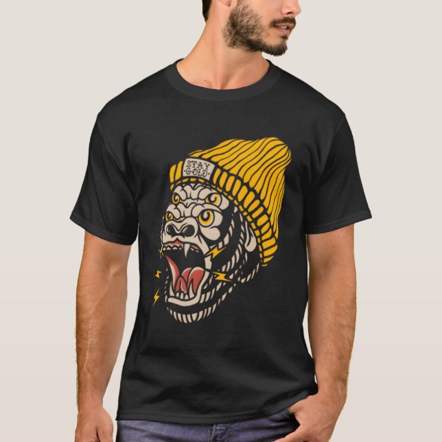 Gorilla American Traditional Tattoo Inked Old Scho T-Shirt (Front)