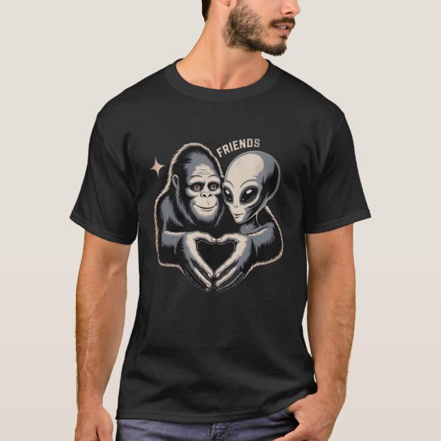 Gorilla and Alien Friendship T-Shirt (Front)