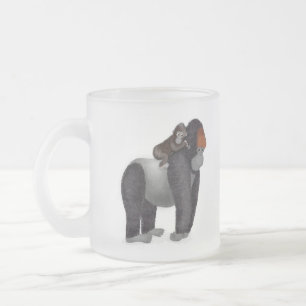 Gorilla and baby Father's Day frosted glass mug