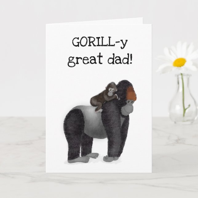 Gorilla and baby 'great dad' birthday card (Small Plant)