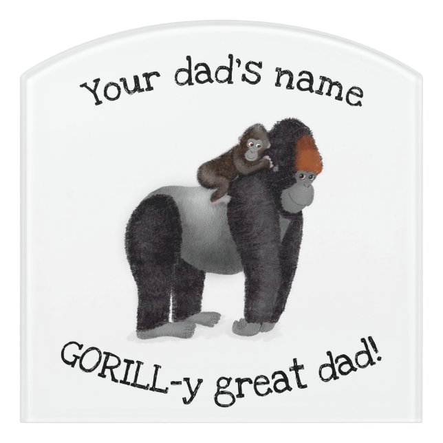 Gorilla and baby 'great dad' door sign (Contour Front)