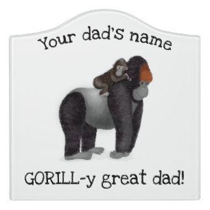 Gorilla and baby 'great dad' door sign