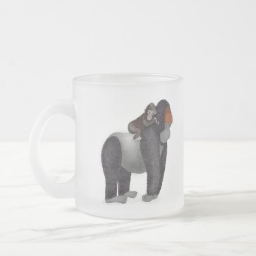 Gorilla and baby great dad frosted glass mug
