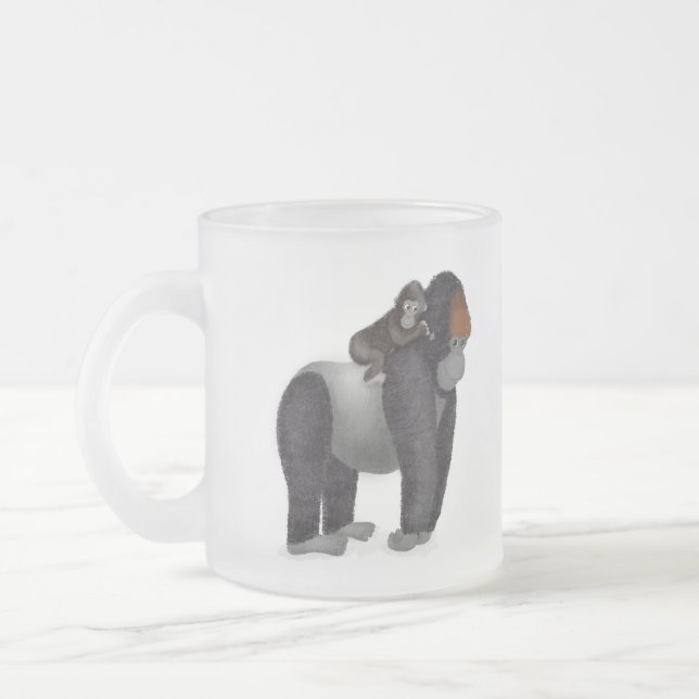 Gorilla and baby 'great dad' frosted glass mug (Left)