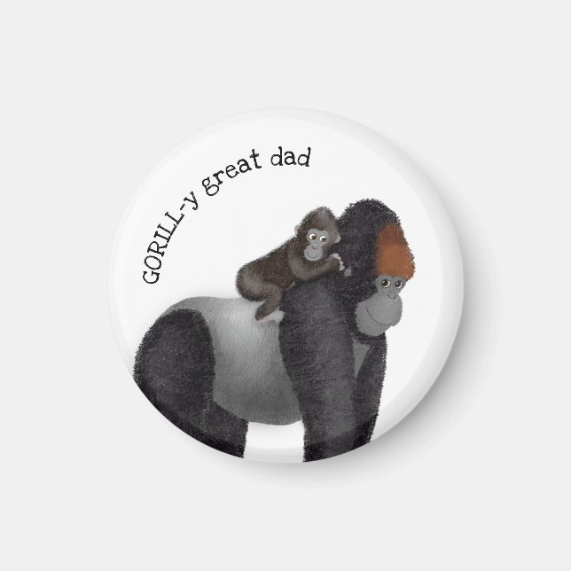 Gorilla and baby 'great dad' magnet (Front)