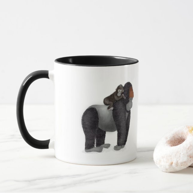 Gorilla and baby 'great dad' mug (With Donut)