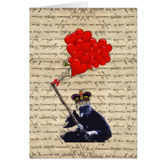 Gorilla and heart balloons cards (Front)