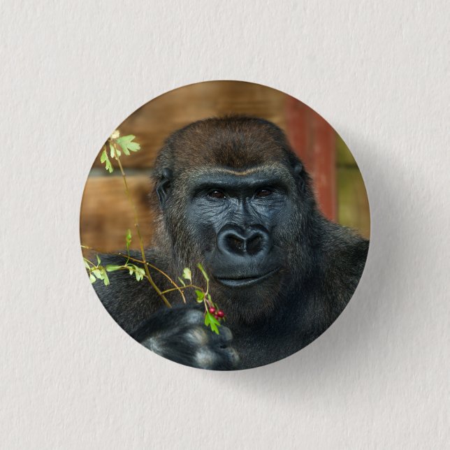Gorilla And His Berries Button (Front)