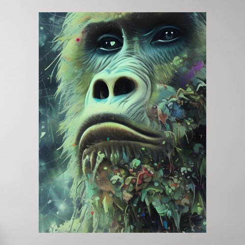 Gorilla and Plants Poster