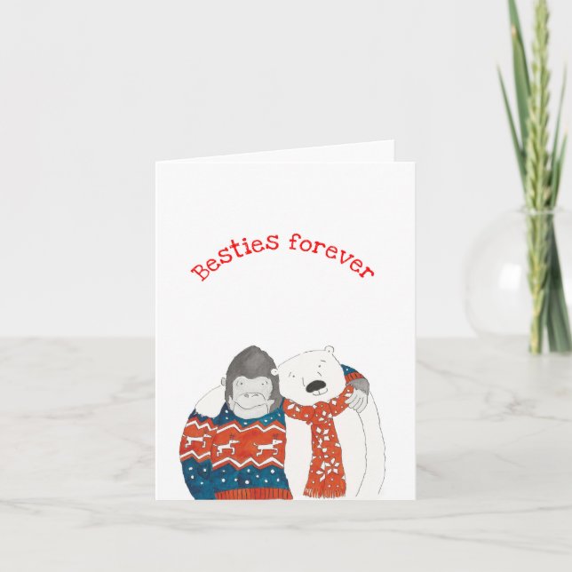 Gorilla and polar bear 'besties forever' card (Front)