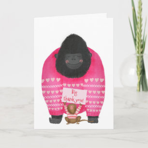 Gorilla and pygmy marmoset 'big thank you' card