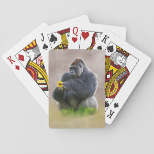 Gorilla and Yellow Daisy Playing Cards