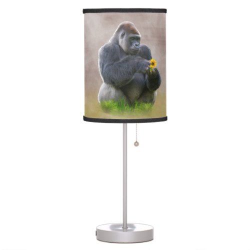 Gorilla and Yellow Daisy Table Lamp