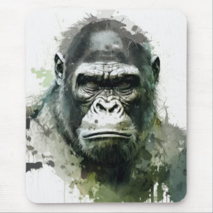 Gorilla Ape Animal Painting Wildlife Forest Mouse Pad
