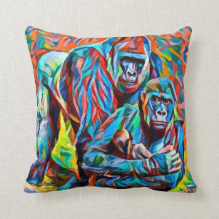 Throw Pillow A large male silver of back gorilla sitting 