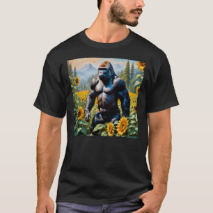 Gorilla Ape In A Field Of Sunflower T-Shirt