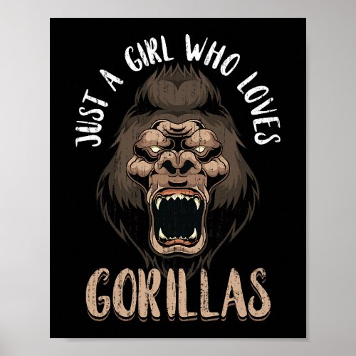 Gorilla Ape Monkey Lover Girls Women Zoo Animal Go Poster