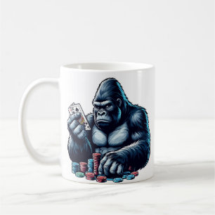 gorilla ape playing cards poker gambling casino coffee mug