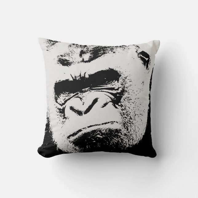 Gorilla Artwork Throw Pillow (Front)