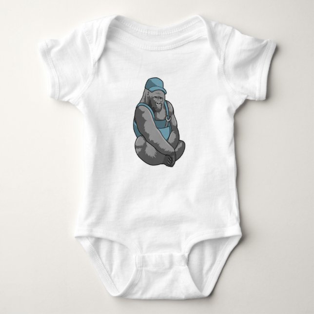 Gorilla as Craftsman with Wrench Baby Bodysuit (Front)