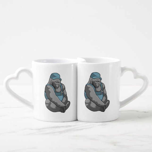 Gorilla as Craftsman with Wrench Coffee Mug Set (Front Nesting)