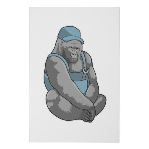 Gorilla as Craftsman with Wrench Faux Canvas Print