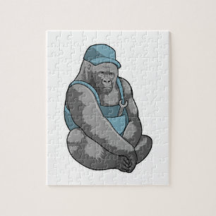 Gorilla as Craftsman with Wrench Jigsaw Puzzle