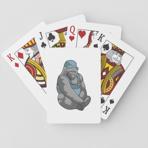 Gorilla as Craftsman with Wrench Poker Cards