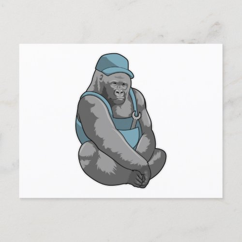 Gorilla as Craftsman with Wrench Postcard