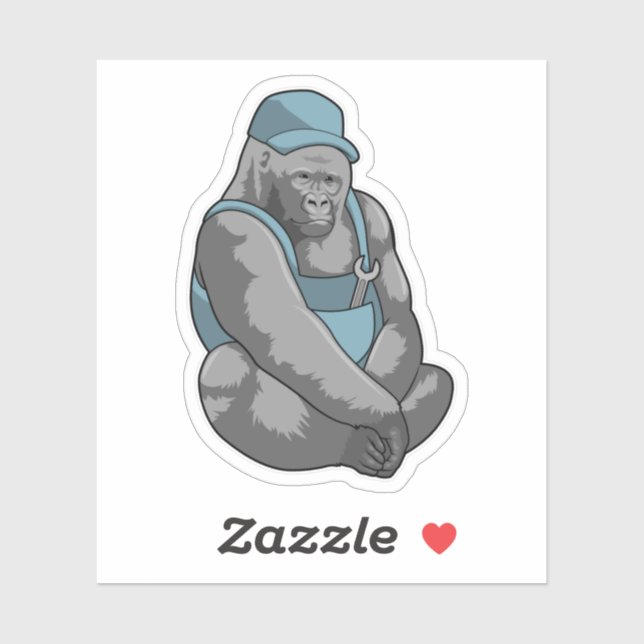 Gorilla as Craftsman with Wrench Sticker (Sheet)