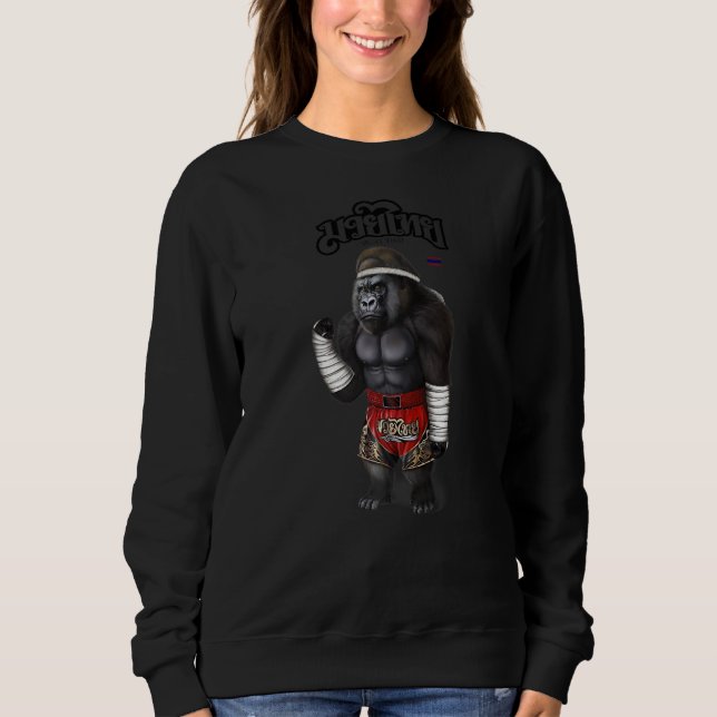 Gorilla As Muay Thai Kick Boxing Champion  1 Sweatshirt (Front)
