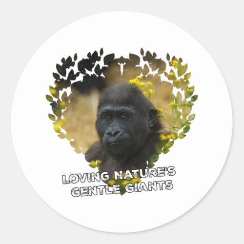 Gorilla Baby _ Loving Natures Gentle Giants Classic Round Sticker