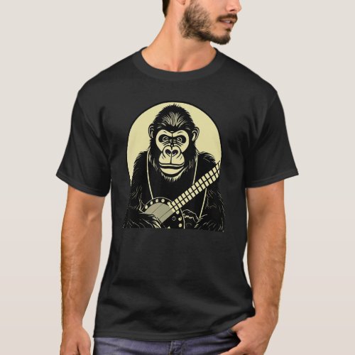 Gorilla Banjo Picker Vintage Eighties Music Monkey T_Shirt