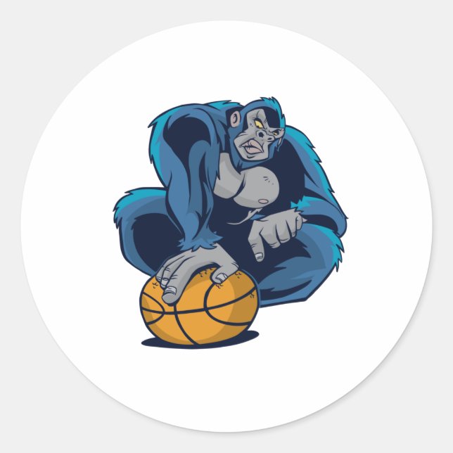 Gorilla Basketball Classic Round Sticker (Front)