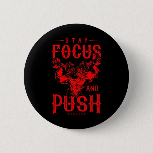 Gorilla Beast Quote Workout Fitness Bodybuilding G Button (Front)