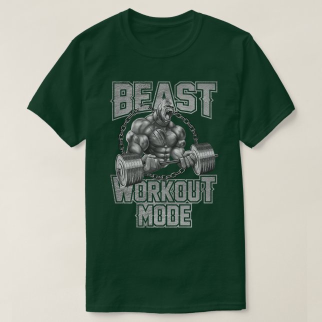Gorilla Beast Workout Mode Motivation Bodybuilding T-Shirt (Design Front)