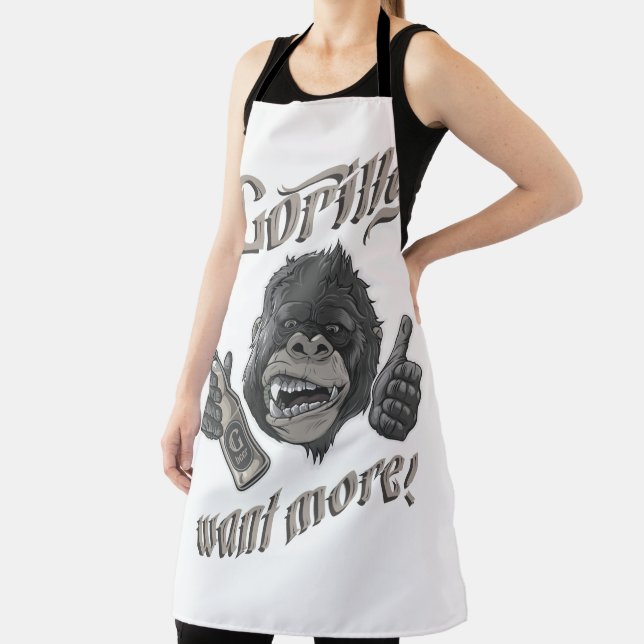 Gorilla Beer White All-Over Print Apron (Insitu)