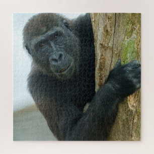 Gorilla Behind The Tree Jigsaw Puzzle